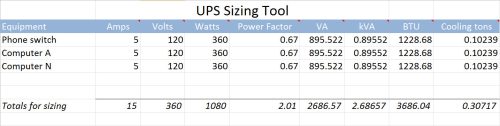 UPS Sizing Tool